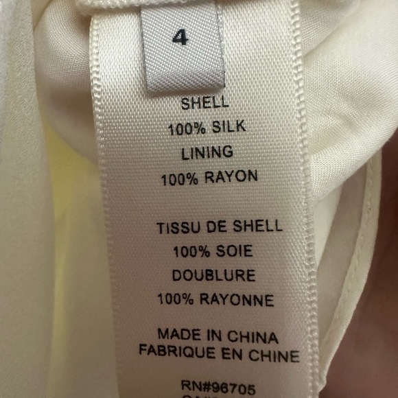 Rebecca Taylor Silk Chiffon Ruffle Blouse Size 4 Ivory Sheer Sleeve Feminine NWT - Picture 7 of 8